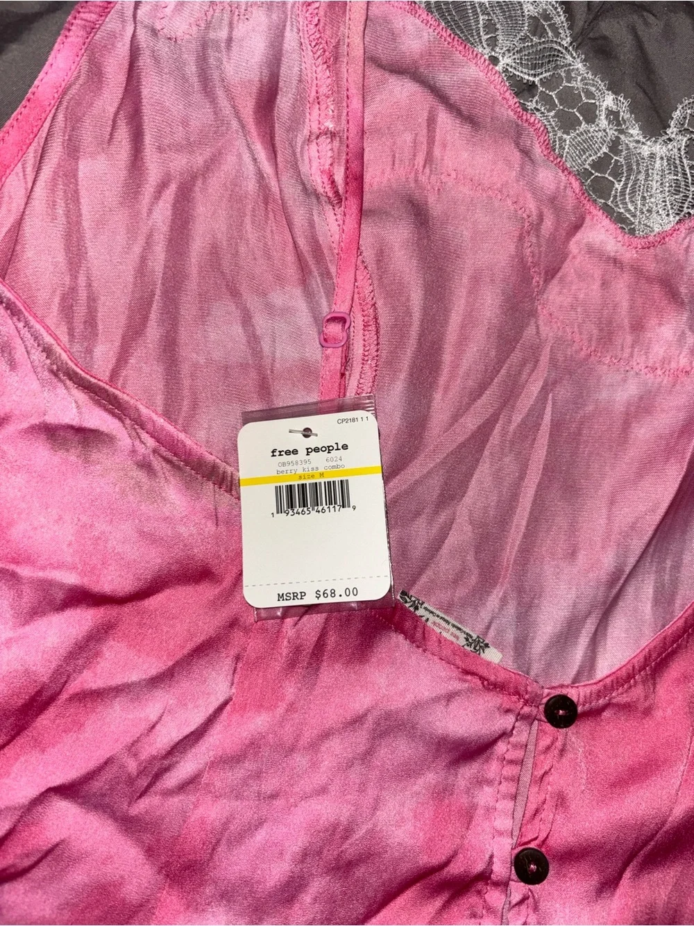 Free People Pink Satin Lace-Trim Fairy Barbie Lingerie Romantic Grunge